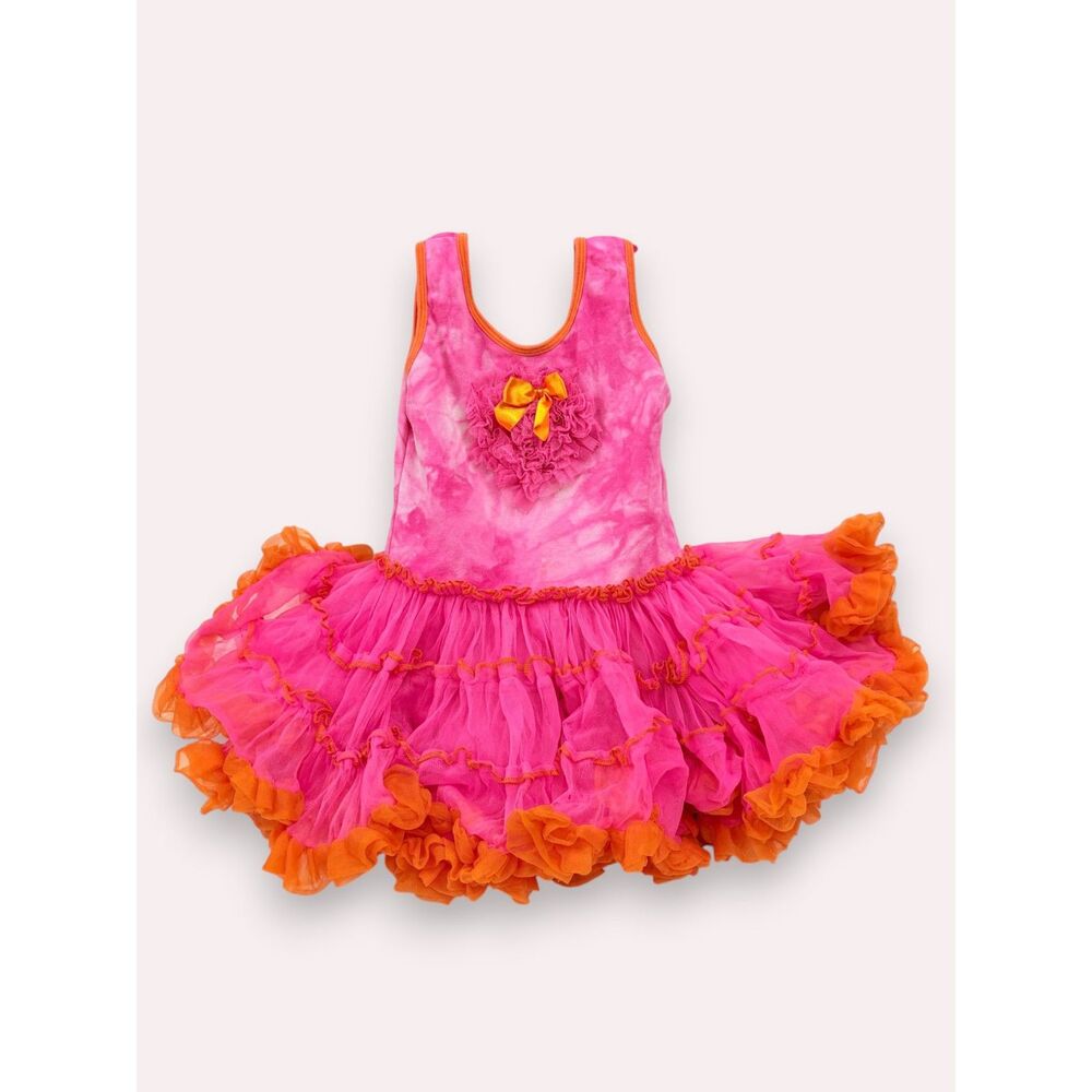 Popatu Girl's Pink and Orange Tutu Dress Costume Recital 12-18M